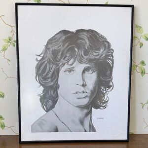 Vintage Jim Morrison Portrait Framed Art Print - 90s Bradford Artist - The Doors